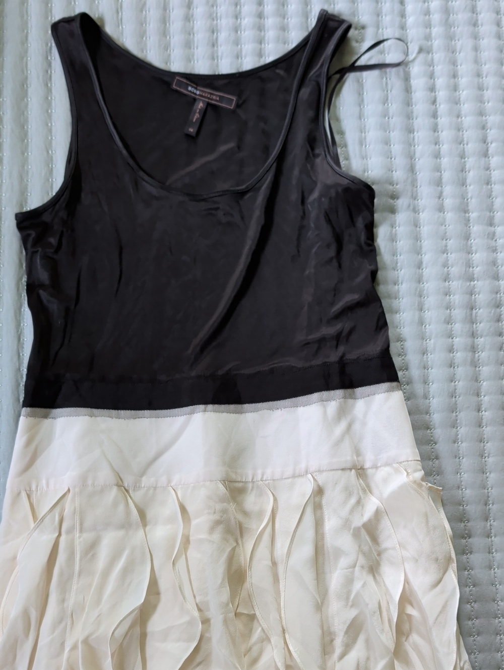 BCBGMaxAzria Black and Cream Sleeveless Layered Tank